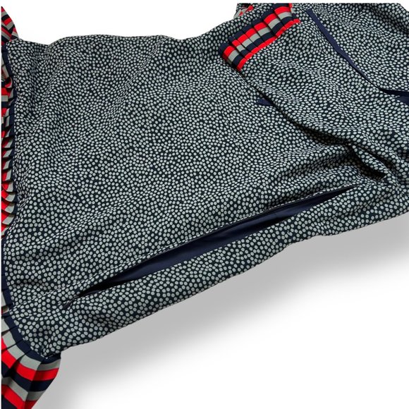 Boden Lara Pleat Detail Dress Navy Polka Dot 10P Above Knee NWOT Red Gray Blue - Picture 10 of 10